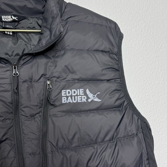 Eddie Bauer Men Vest Large Down 550 Puffer Charcoal Packable Outdoor Hiking - Picture 6 of 12